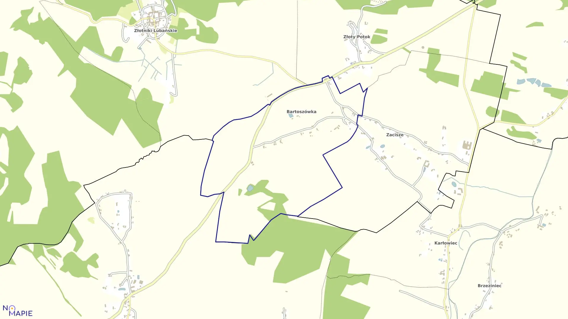 Mapa obrębu BARTOSZÓWKA w gminie Leśna