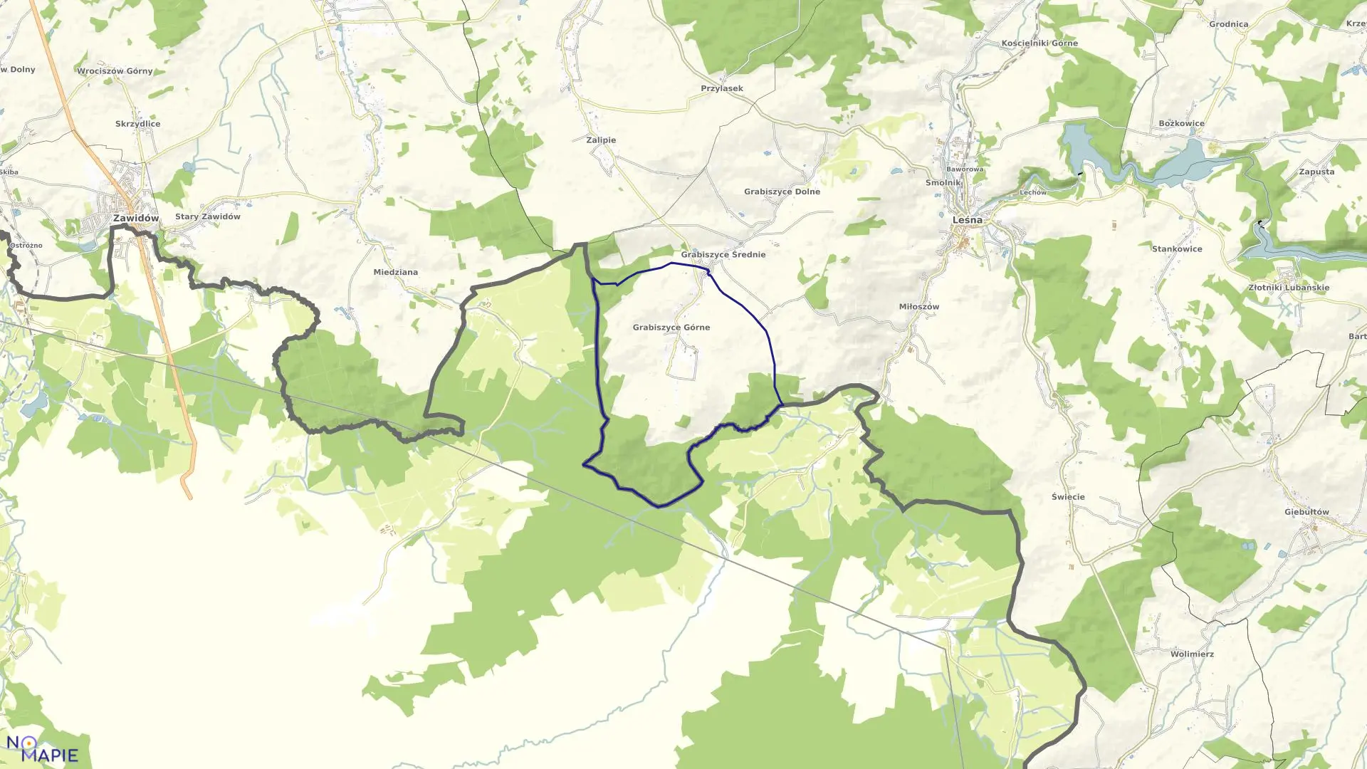 Mapa obrębu GRABISZYCE GÓRNE w gminie Leśna