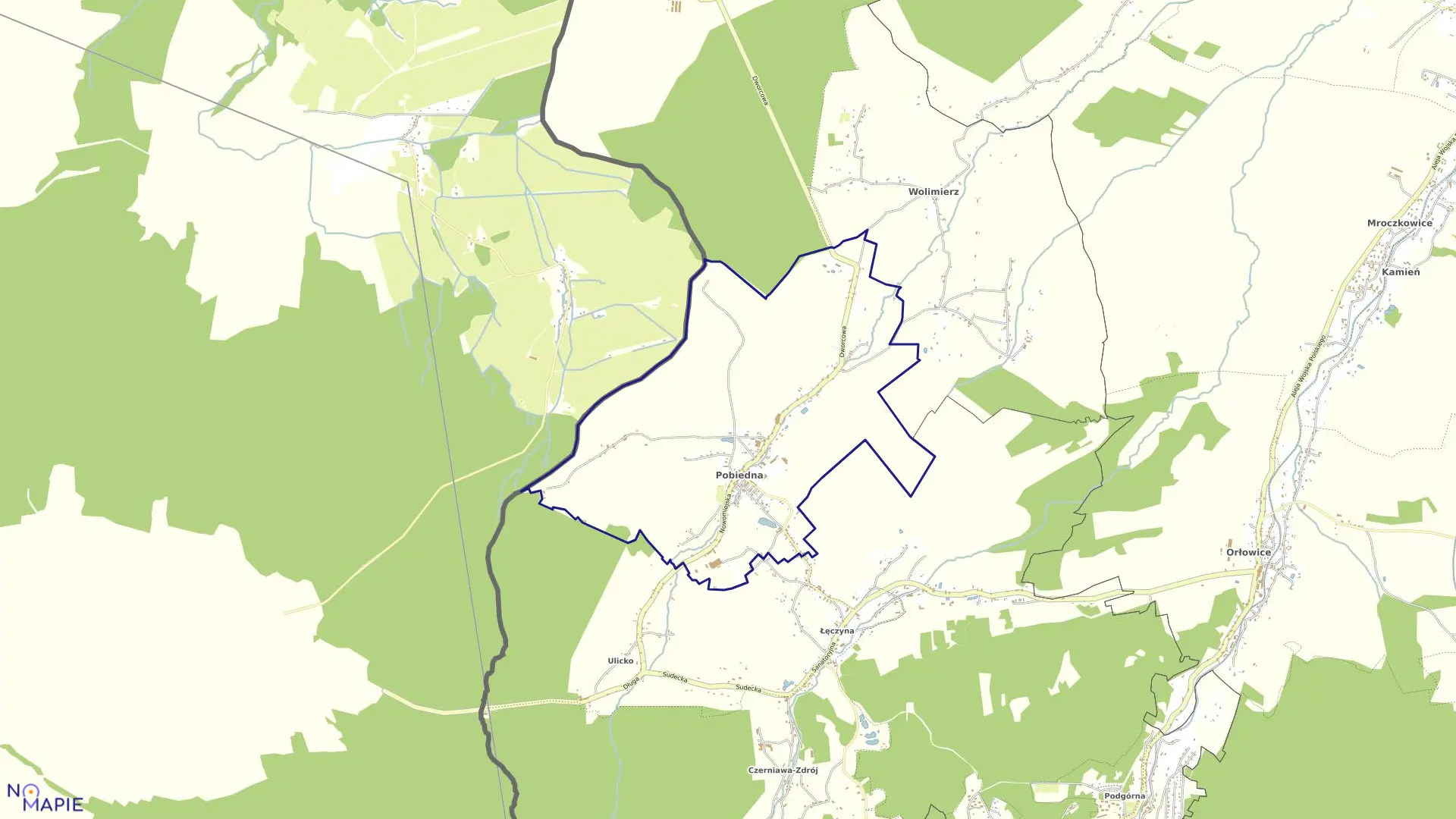 Mapa obrębu POBIEDNA w gminie Leśna