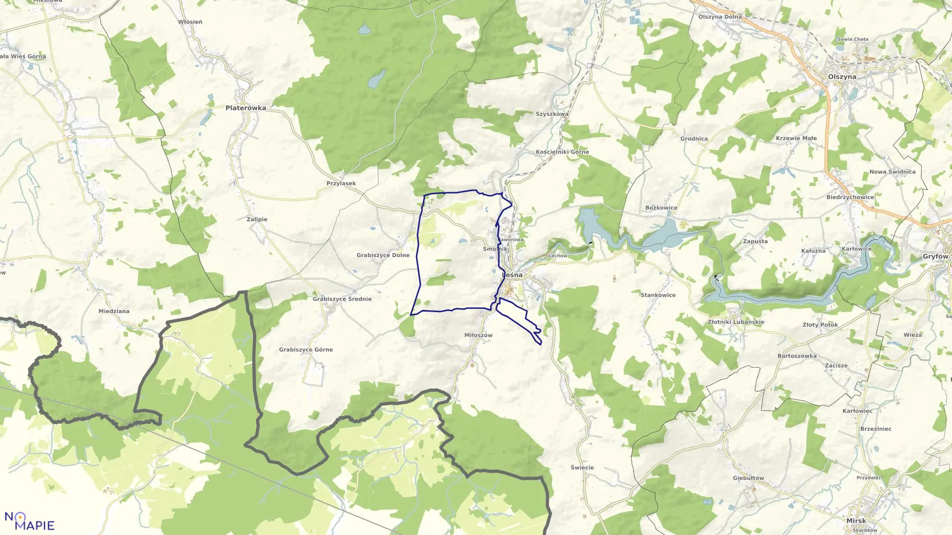 Mapa obrębu SMOLNIK w gminie Leśna