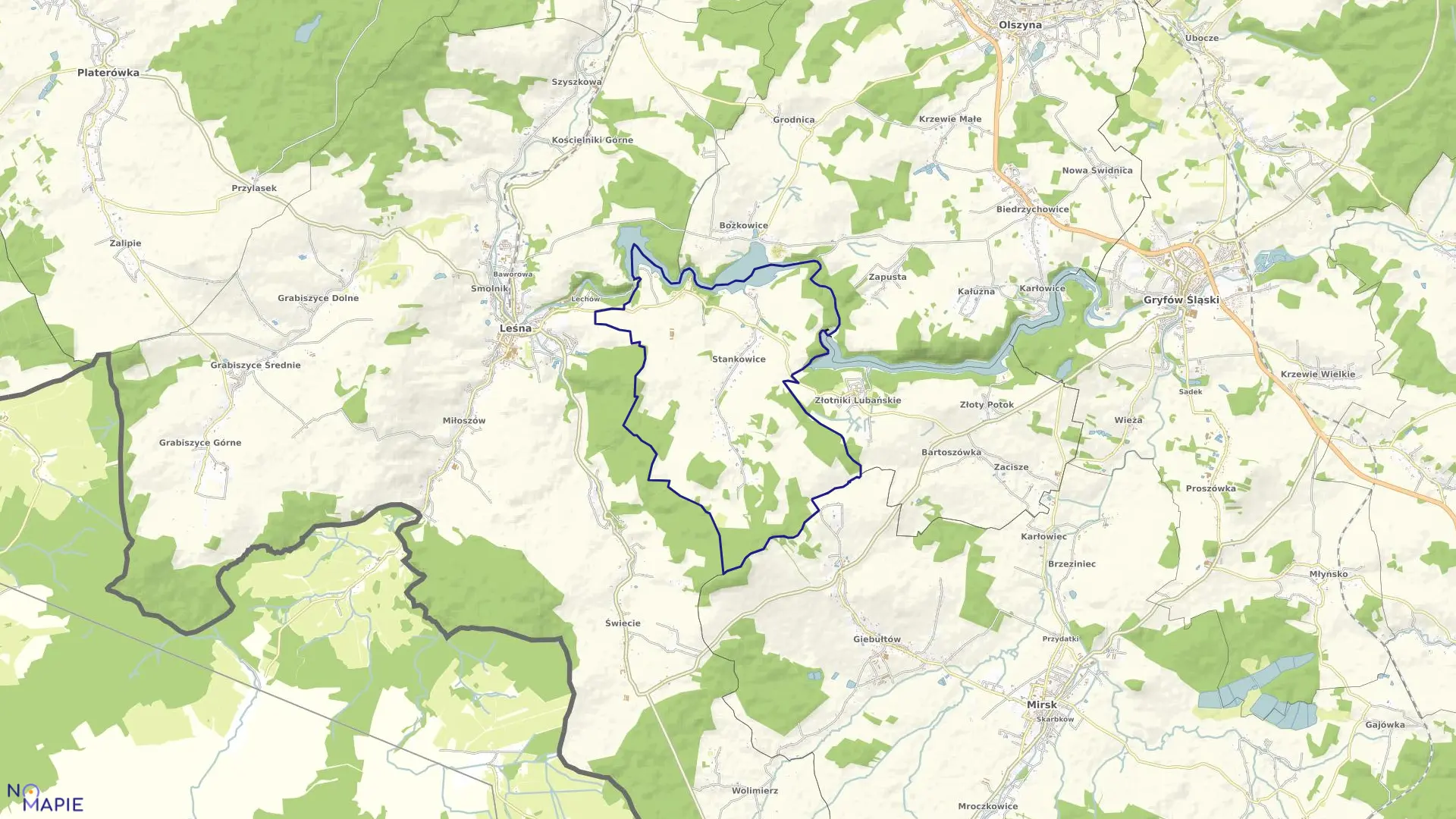 Mapa obrębu STANKOWICE w gminie Leśna